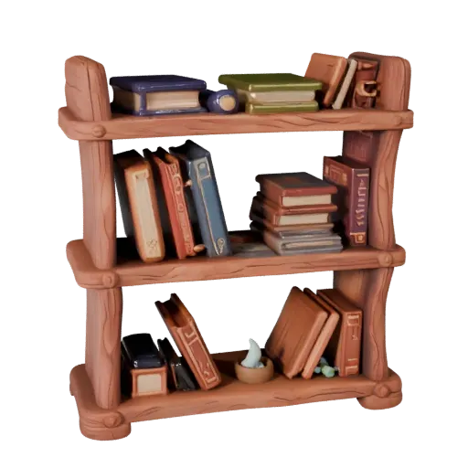 Red Arcane Village · arcane bookshelf