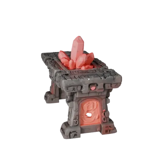 Red Arcane Village · crystal ritual table